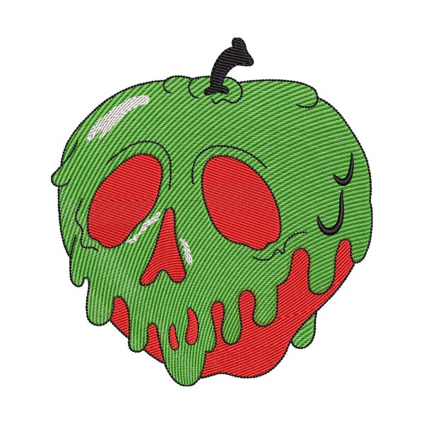 Poison Apple Embroidery Designs, Bite Me Halloween Apple Digital Machine Embroidery Design Files, Skull Apple, 6 Sizes -Instant Download