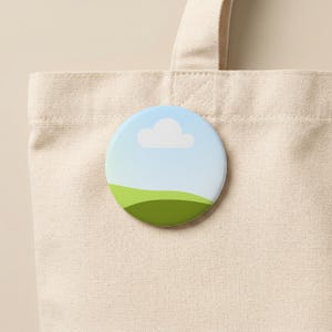 Button Pin Mockup Canva Mock Up for Sublimation Realistic Smart White Circle Pin Badge on Tote bag Mockups, Round Button Pin PNG Canva