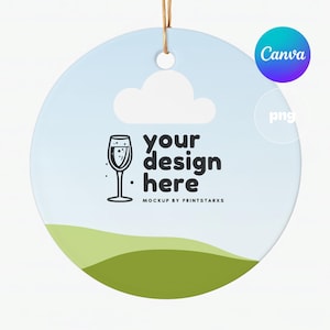 Keramik Weihnachten Ornament weiß Hintergrund Kreis Ornament Mockup Ornament Mockup Weihnachten Mock ups Canva Mock up Vorlage benutzerdefinierte BG Rahmen