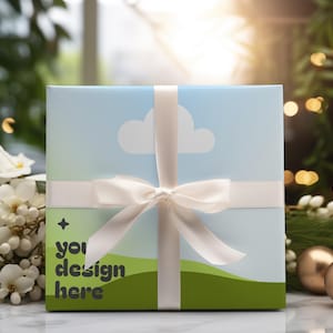 Mockup di carta da regalo Canva Mockup di scatole regalo Mockup di carta digitale Mockup di prodotti digitali Trascina e rilascia modelli Canva PNG facili da usare