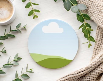 Vit rund underläggsmodell, keramisk underläggsmodell, PNG-mockups, displaymockup, minimalistiska digitala mockups, PNG, transparent ram, POD-underlägg på Canva