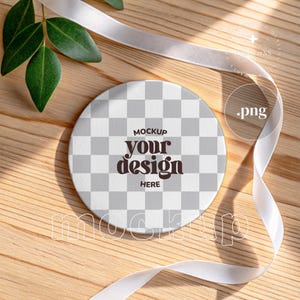 White Round Coaster Mockup Ceramic Coaster PNG Mockups Display Mock up Minimal Digital Mockups PNG Transparent Frame for POD Coaster Canva