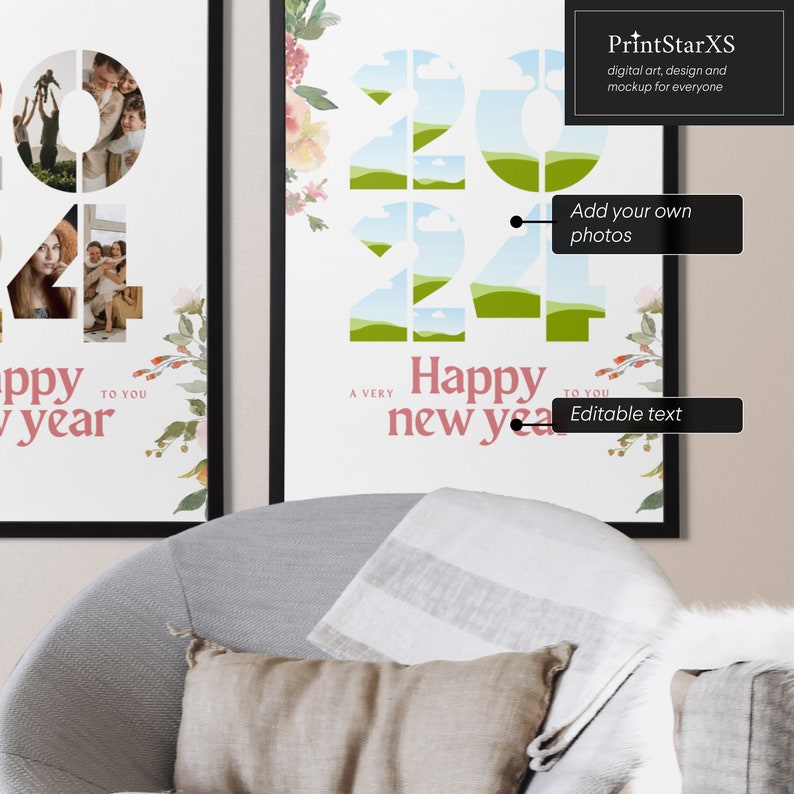 2024 Canva Photo Collage Canva Template, New Year Gift for Family 2024