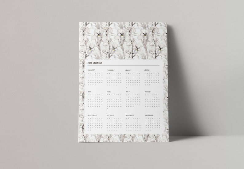 2024 Floral Calendar Printable 2024 Botanical Calendar Flower Art