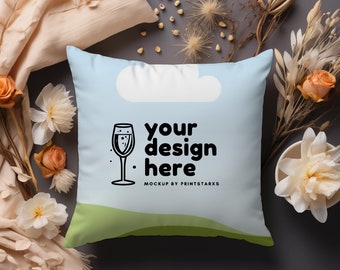 Pillow Canva Mockup for Square Pillow White Floor Pillow Mockup Mock ups Christmas Mock up Template Drag and Drop Canva Template for Pillows