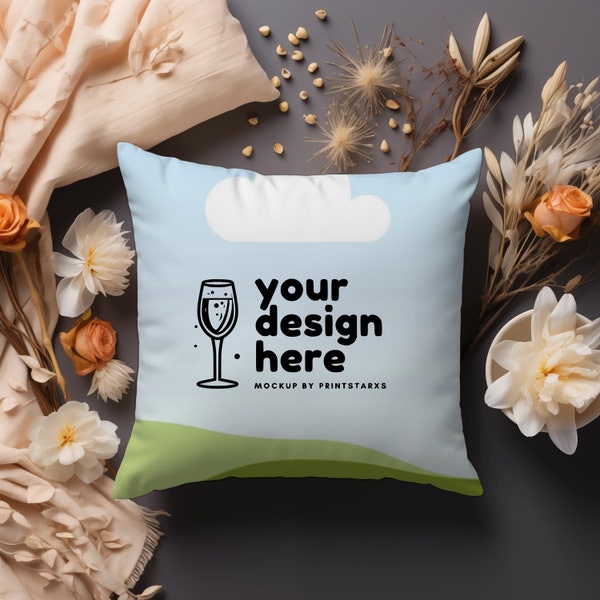 Pillow Canva Mockup for Square Pillow White Floor Pillow Mockup Mock ups Christmas Mock up Template Drag and Drop Canva Template for Pillows