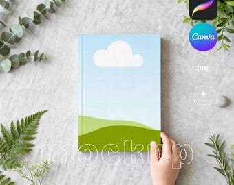 KDP Kinderbuch Mockup Canva Hardcover Notebook Mockups Bücher Mock Up eBook Cover Journal Mockup mit Kinderhand, Buchhändler und Verleger | N22