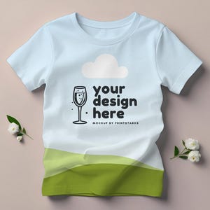 Maqueta de camiseta para niños con estampado completo, maqueta de camiseta Canva, maqueta de camiseta inteligente realista, maquetas de estilo de vida, plantilla de camiseta blanca para niños para vendedor POD