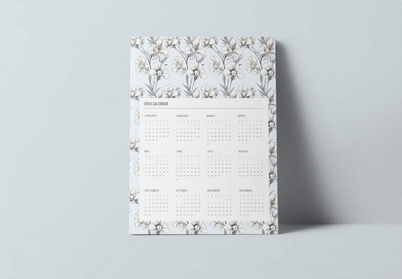 2024 Floral Calendar Printable 2024 Botanical Calendar Flower Art