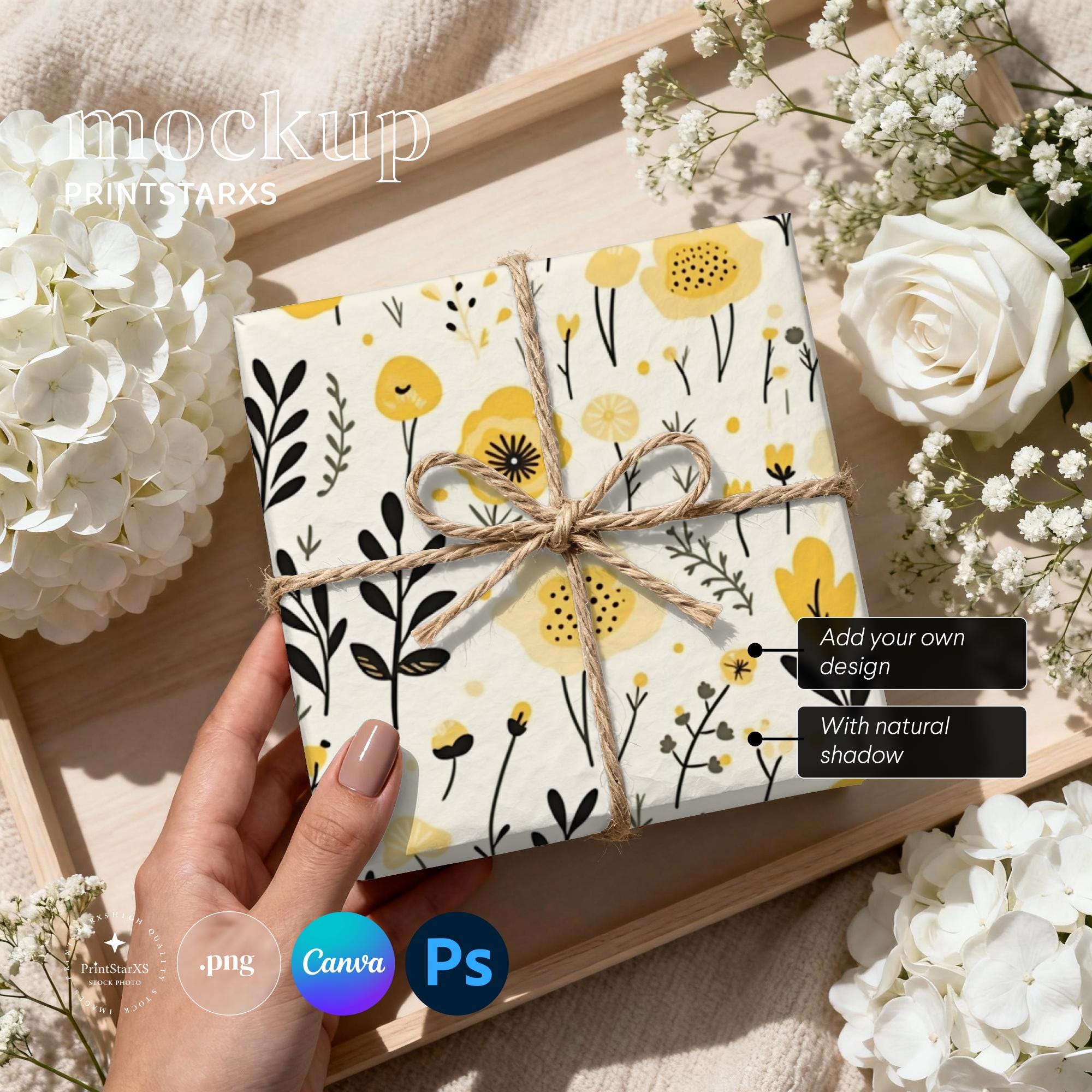 Wrapping Paper Canva Mockup Gift Box Mockups Present Boxes Mock up ...