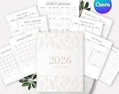 2026-2027 Planner, Minimal Weekly Monthly Yearly Planner, MRR PLR Planner, Editable Canva Planner, Master Resell Rights, Digital PDF