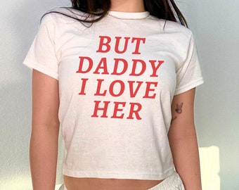 But Daddy I love Her Pride Baby Tee Y2K Baby Tee Clowncore Baby Tee lgbt Queer Shirt Bisexual Pride Crop Top Pansexual Baby Tee 2000s Shirt