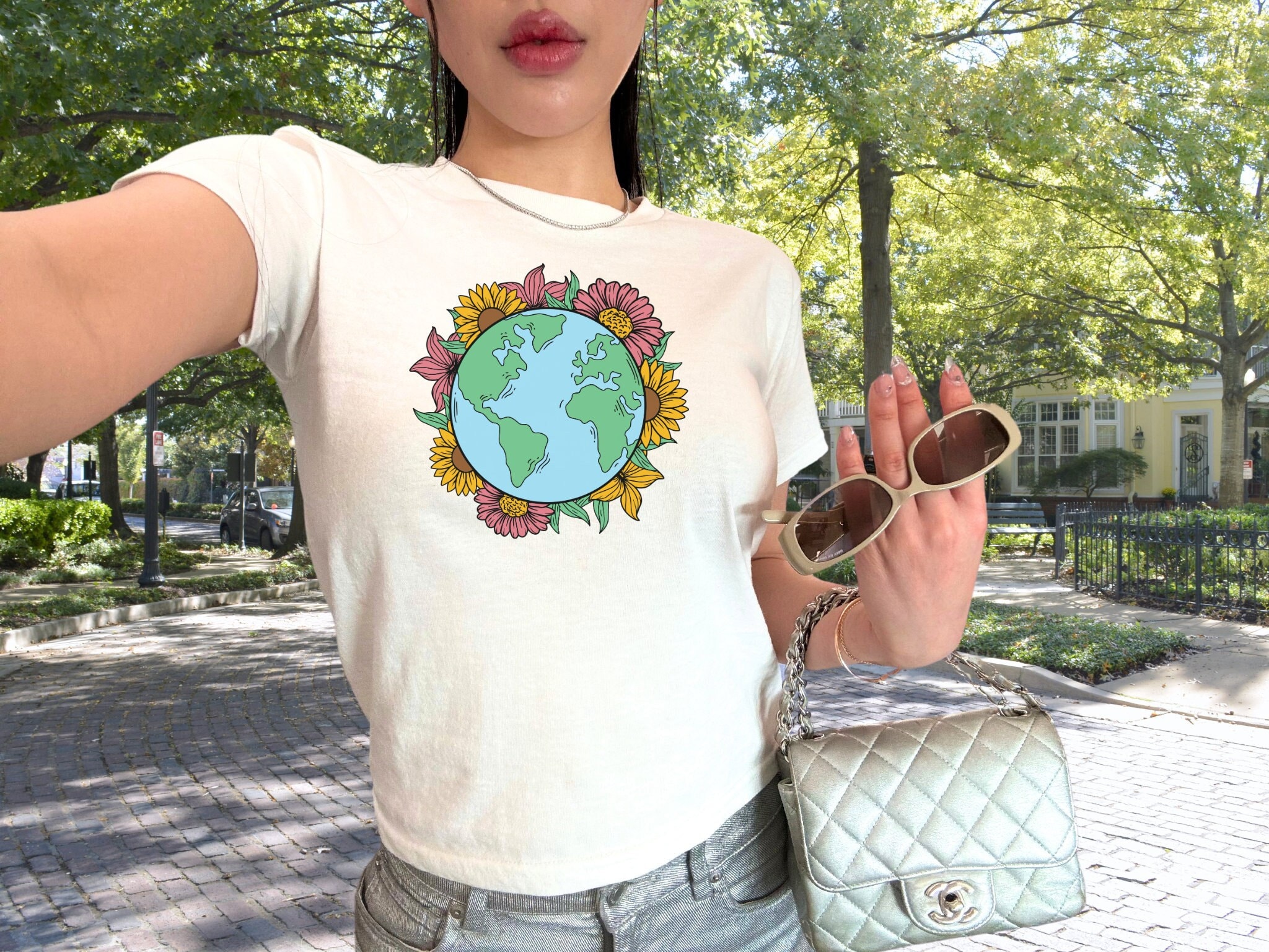 Earth Day Baby Tee, Y2k Baby Tee, Earth Crop Top, Earth Day Shirt