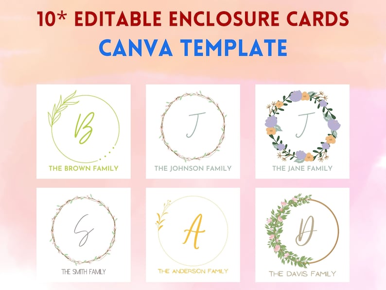 Printable Enclosure Cards, Printable Gift Tag, Editable Floral