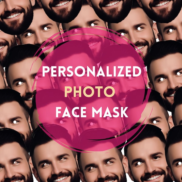 Custom facemask for Party Instant download face mask printable personalized photo face mask party faces on a stick bachelorette props
