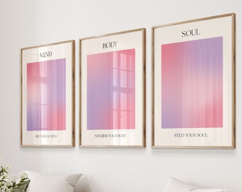 Positive Aura Posters Set Of 3, Spiritual Poster, Grainy Gradient, Gradient Print, Colourful Aura Poster, Trendy Wall Art DIGITAL DOWNLOAD