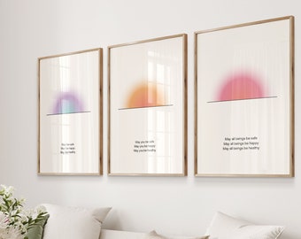 Sunset Poster, Spiritual Poster, Grainy Gradient, Gradient Print, Colourful Aura Poster, Trendy Wall Art, Poster set of 3, DIGITAL DOWNLOAD
