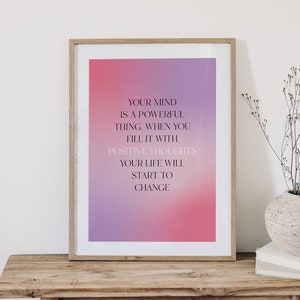 Pink Quote Wall Print, Gradient Wall Art, Printable Quote Art, Trendy Wall decor, Gradient Poster, Pink Digital Prints, DIGITAL DOWNLOAD