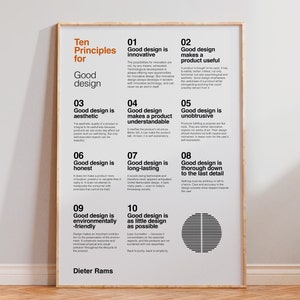 Dieter Rams Principles Design - Dieter Rams Retro Prints - Dieter Rams Room Decor - 10 Principles For Good Design - Retro - Digital Download