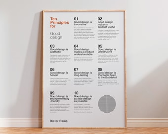 Dieter Rams Principles Design - Dieter Rams Retro Prints - Dieter Rams Room Decor - 10 Principles For Good Design - Retro - Digital Download