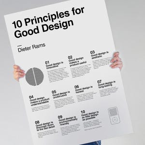 10 principles For Good Design - Dieter Rams Wall Art - Dieter Rams Bedroom Decor - Braun Vintage Poster - Retro Prints - Digital Download
