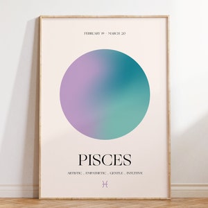 Pisces Wall Art, Zodiac Poster, Astrology Aura Decor, Aura Poster, Aura Gradient Poster, Home Decor, Zodiac Poster Gift, Printable Wall Art