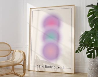 Cartel de aura, arte de pared degradado, afirmación positiva, impresión de yoga espiritual, decoración del hogar degradado de moda rosa, energía de aura, DESCARGA DIGITAL
