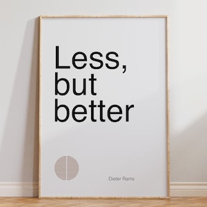 Less But better Poster - Speaker design - Dieter Rams Poster - Vintage Type Poster - Retro Room decor - Bauhaus Braun Art - Digital Download