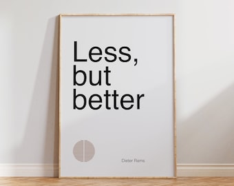 Less But better Poster - Speaker design - Dieter Rams Poster - Vintage Type Poster - Retro Room decor - Bauhaus Braun Art - Digital Download