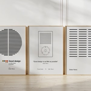 Dieter Rams 3 Poster Set - Good Design Poster Set - Poster Set Of 3 - Dieter Rams Room decor - Dieter Rams Vintage Poster - Digital Download