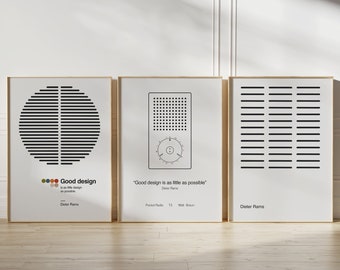 Dieter Rams 3 Poster Set - Good Design Poster Set - Poster Set Of 3 - Dieter Rams Room decor - Dieter Rams Vintage Poster - Digital Download