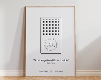 Dieter Rams Pocket Radio Poster - Dieter Rams Wall Art - Dieter Rams Vintage Poster - Dieter Rams T3 Room Decor - Retro - Digital Download