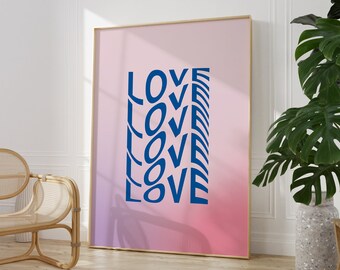 Love Wall Art, Pink Poster, Printable Art, Girly Trendy Room Decor, Preppy Minimal Light, Pink Digital Download, Affirmation Self Love Art