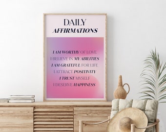 Affirmationen Poster, Affirmation Aura Druck, Selfcare Affirmationen, Gesundheitsposter, Therapieposter, spirituelles Poster, digitaler Download