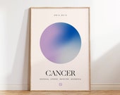 Cancer Wall Art, Zodiac Poster, Astrology Decor, Aura Poster, Aura Gradient Poster, Home Decor, Zodiac Poster Gift, Printable Wall Art, Aura