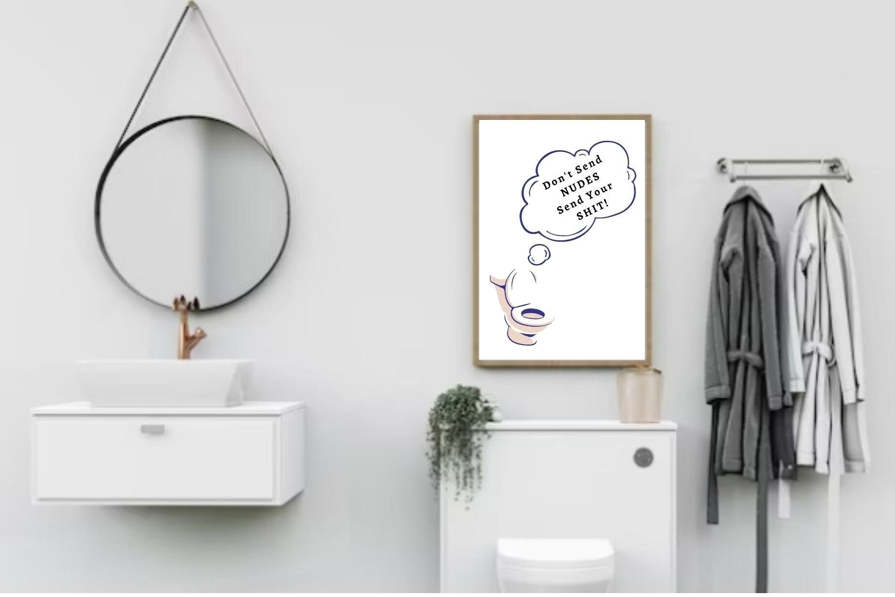 Funny Bathroom Wall Art Toilet Wallpaper Bathroom Wallpaper Etsy