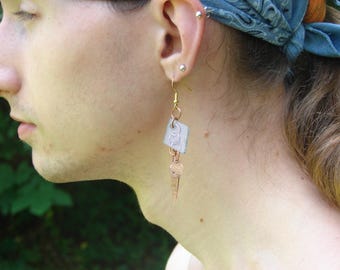 oorbellen, zeeglas koperen ketting