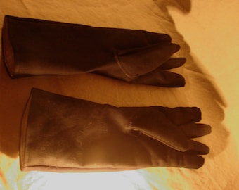Handgemaakte zwarte canvashandschoenen: effen katoenen voering, maat Large