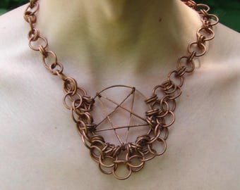nekketting, koperen ketting, koperen pentagram