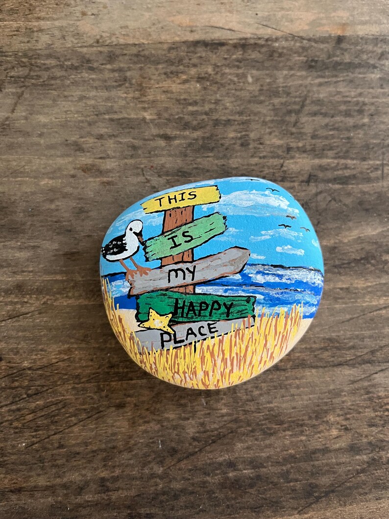 Signposts Rock Beach Rock, This is My Happy Place, Painted Rocks - Etsy