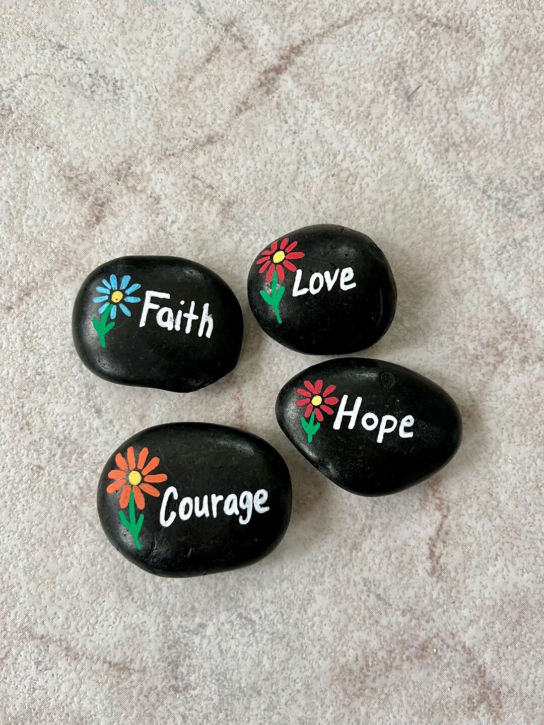 Hope Rocks Inspo Inspirational Painted Rocks, Set of 4, Faith, Hope, Love, Courage - Etsy