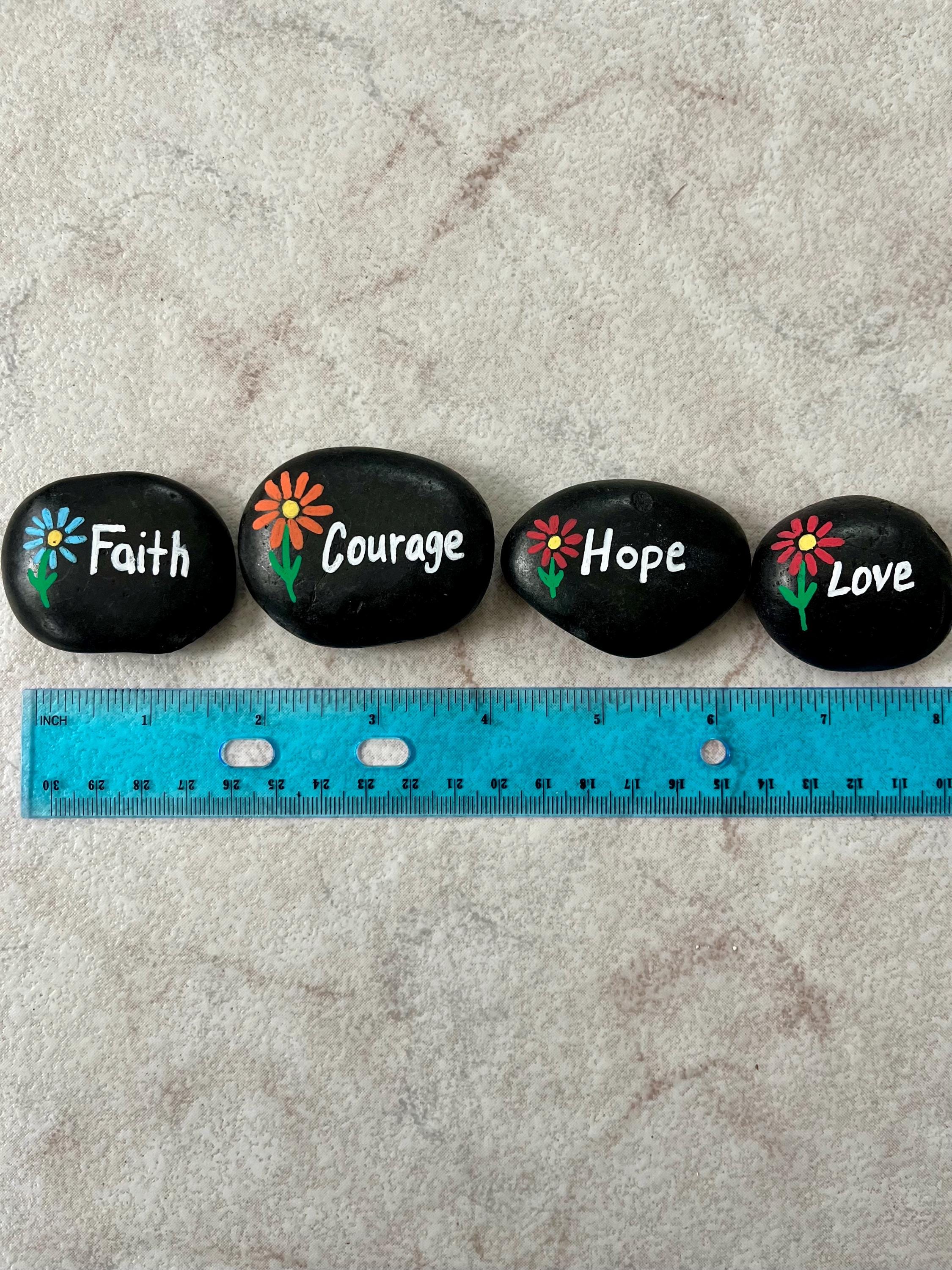 Faith Riocks Inspirational Painted Rocks, Set of 4, Faith, Hope, Love, Courage - Etsy
