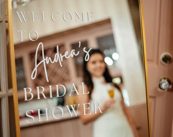 Mirror Bridal Shower Decal | Personalized Wedding Sticker, Wedding Mirror Decal, Wedding Reception Sign