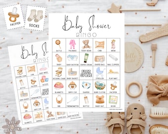 Digital Baby Shower Bingo Cards with Pictures (SET OF 50)