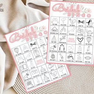 Cartones de bingo para novias imprimibles con imágenes (SET DE 50)