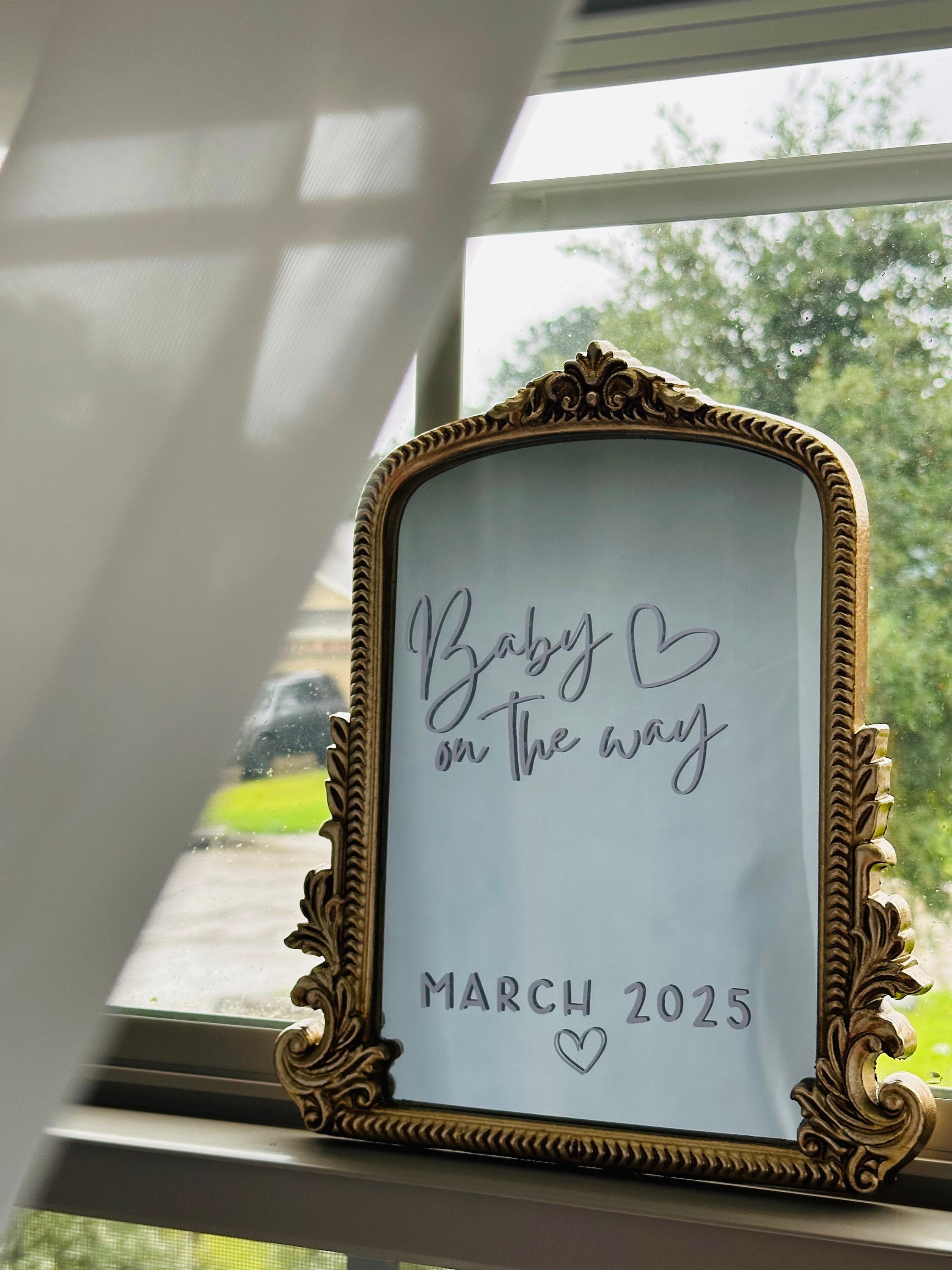 Baby Announcement Decal | Personalized Baby Sticker Baby Shower Mirror Decal, Gender Reveal Reception Sign Sticker | Mirror option available