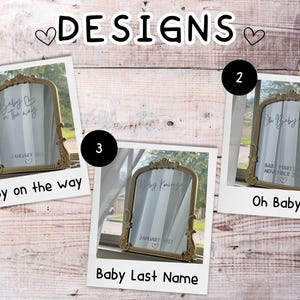 Baby Announcement Decal | Personalized Baby Sticker Baby Shower Mirror Decal, Gender Reveal Reception Sign Sticker | Mirror option available bild 3