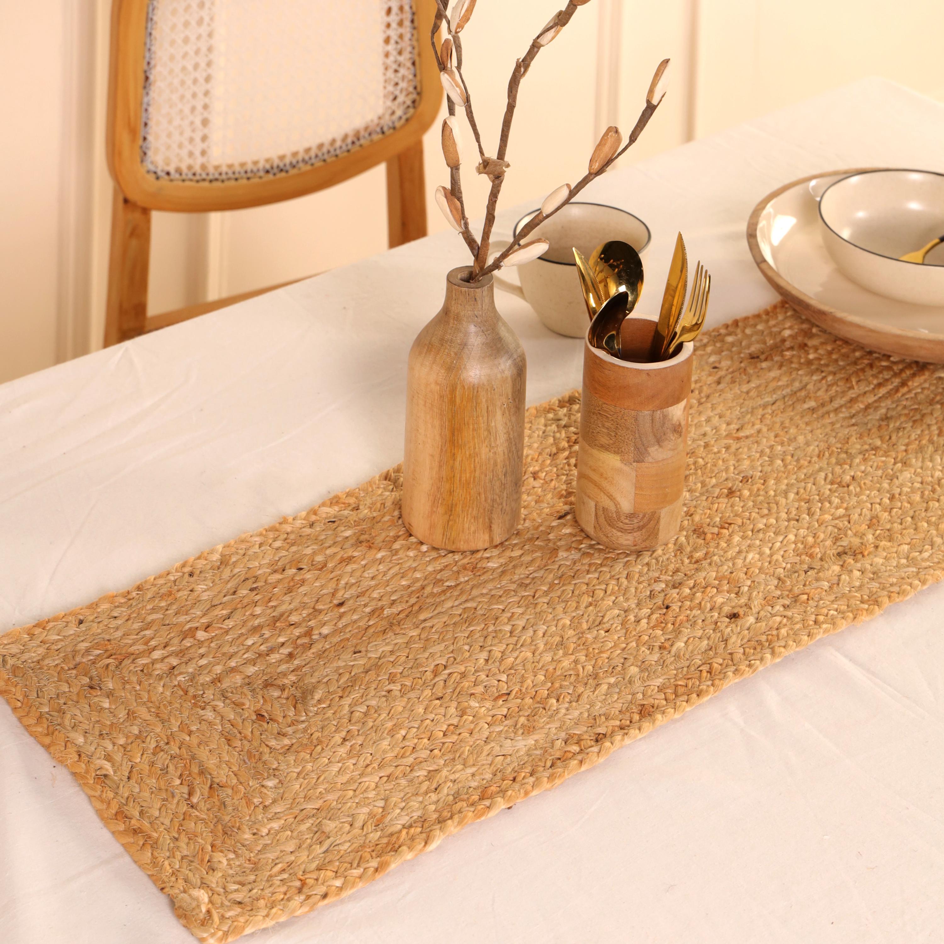Chemin De Table Décoratif Motif Drapeau Du Bénin - 180 X 33 Cm, Lavable, Toile De Jute Pour Intérieur Et Extérieur