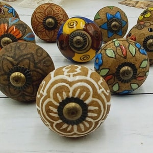 Mud Brown Ceramic Drawer Pulls Knobs Kitchen Cabinet Door Handle Drawer Knobs Hardware Knobs Handmade Knobs Cabinet Knobs Ceramic Door knobs