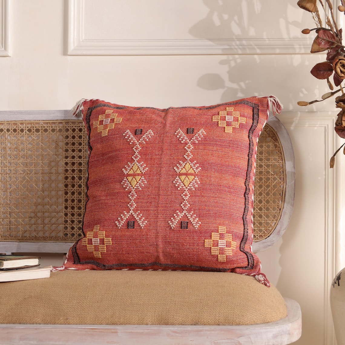 Housse de coussin bohème marocain tissée à la main